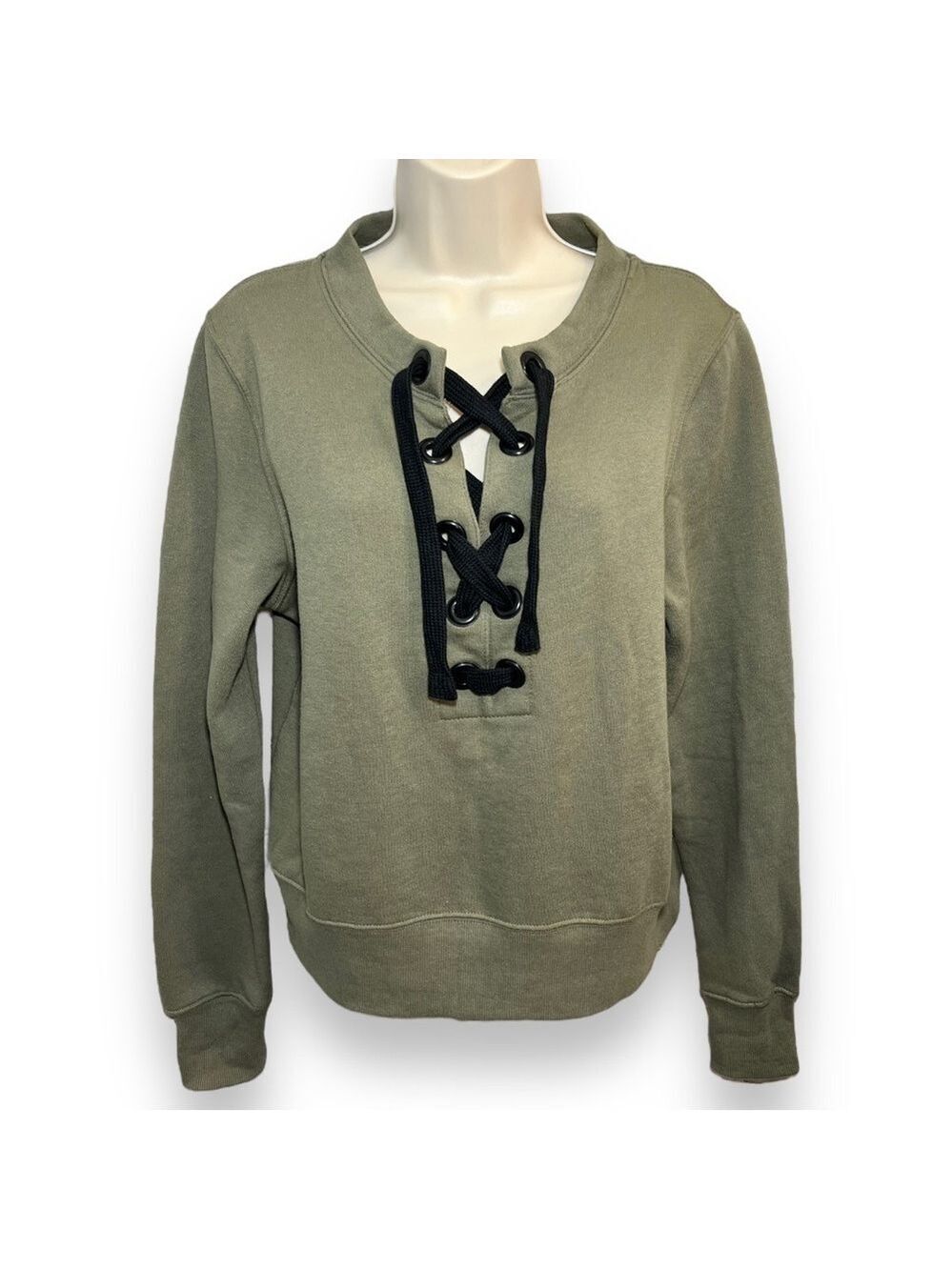 VANILLA Star Women’s Laced Crop Sweatshirt Green Size Large